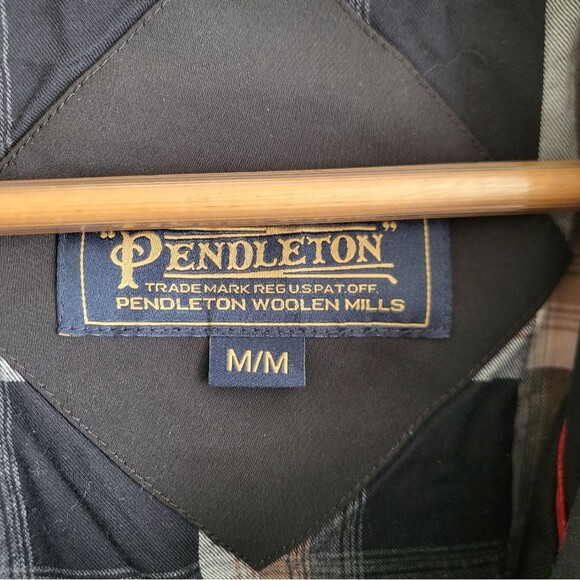 Mens Black Pendleton Jacket Barn Chore Detachable Hood Button Size M - Picture 4 of 14